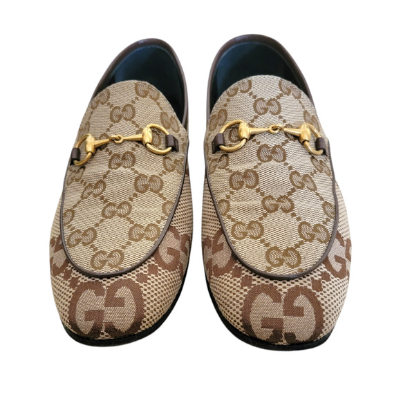 Gucci Monogram GG Horsebit Jordaan Loafers Canvas Brown Logo 7.5 37.5 431467 - Picture 6 of 13
